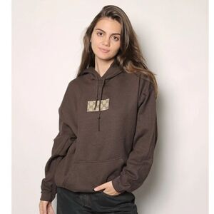 Iamkoko.la Designer Patch Oversized Brown Hoodie Sweatshirt Large
